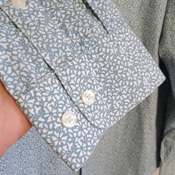 Perry Ellis slim fit blue/white floral pattern button down shirt men size XL - Picture 3 of 6